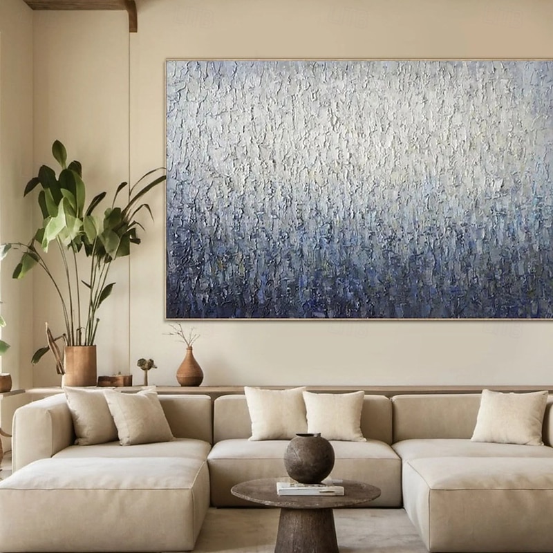Oil painting hand painted Abstract Blue Paintings On Canvas hand painted Rich Textured Acrylic Painting Modern Wall Art Hand Painted Artwork picture painting for Living Room Wall Decor3
