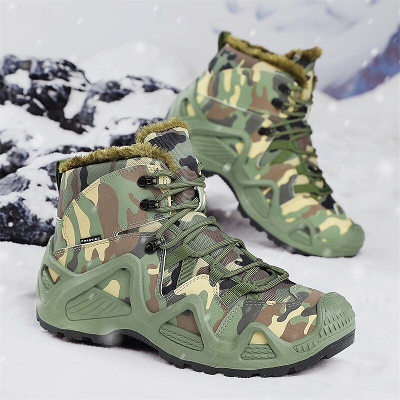 Men's Camouflage Winter Boots with Faux Fur Lining and Rugged Sole – Warm Outdoor Lace-Up Footwear for Cold Weather Hiking and Hunting3