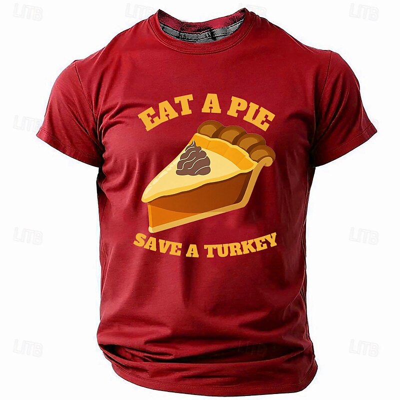 Thanksgiving Day Men's Funny Turkey T Shirt Short Sleeve T shirt 3D Print Crew Neck Shirt Retro Vintage Casual Street Style Christmas Sports Outdoor Holiday Lake Blue Black Red Spring & Summer2