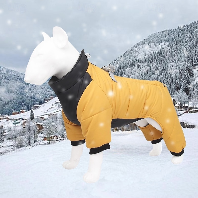 Winter Dog Coat with Leg D-Ring Waterproof Reflective Costume Puppy Dog Jacket Outfits Windproof Snowsuit Warm Cotton Lined Winter Clothes for Small Medium Dogs Apparel2