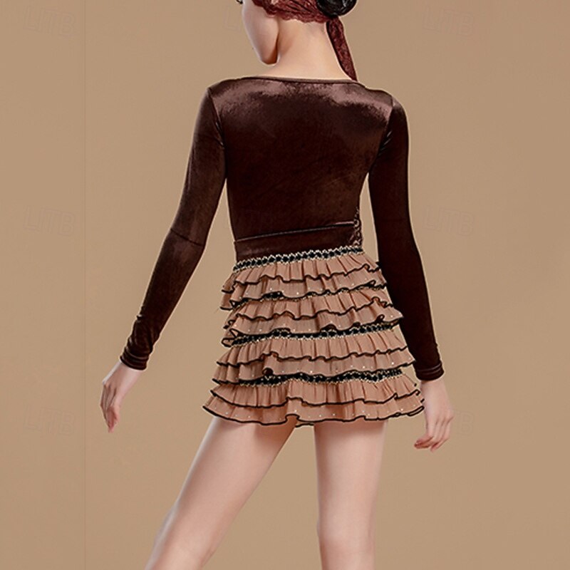 Kids' Dancewear Skirts Pure Color Girls' Performance Daily Wear Long Sleeve High Velvet2