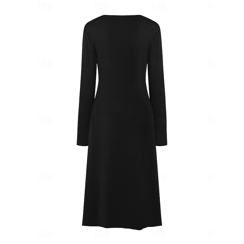 Women's Plaid Crew Neck Maxi Dress Long Sleeve Spring Fall3