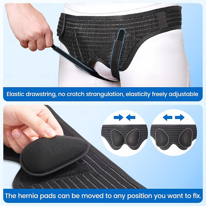 Hernia Belt for Men Women - Bilateral/Double Inguinal, Groin Hernia Support Truss Underwear Briefs, Pain Relief Recovery Adjustable Strap with 2 Removable Medical Compression Pads4