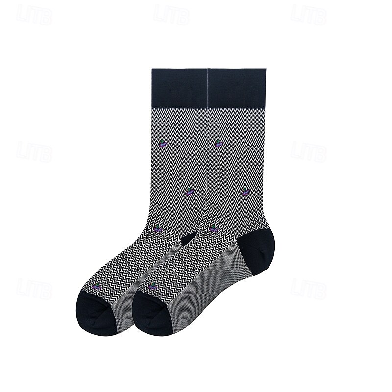 Men's 1 Pair Socks Black Color Plaid Plaid Checkered Geometry Formal Wedding Anniversary Thin Spring &  Fall Knitwear Elegant