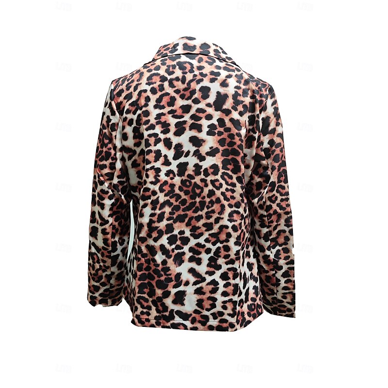 Women's Blazer Buttons Leopard Comfortable Fashion Regular Fit Outerwear Long Sleeve Winter Leopard S2