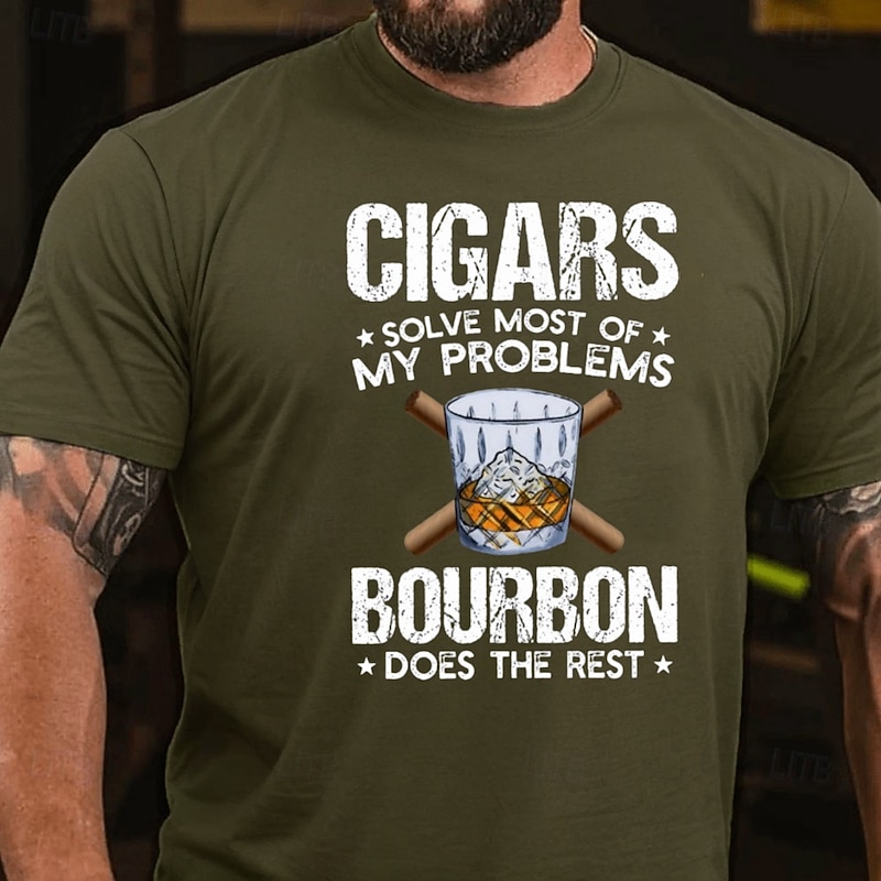 Men's Letter Printed Funny Beer T Shirt 100% Cotton Short Sleeve Graphic Shirt Heather Gray Black White Comfortable Tee Vacation Street Fashion Designer Clothing2