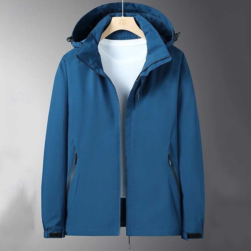 Men's Softshell Jacket Hiking Jacket Outdoor Windproof Water Resistant Lightweight Jacket Windbreaker Jacket Traveling Black White Navy Blue Blue4