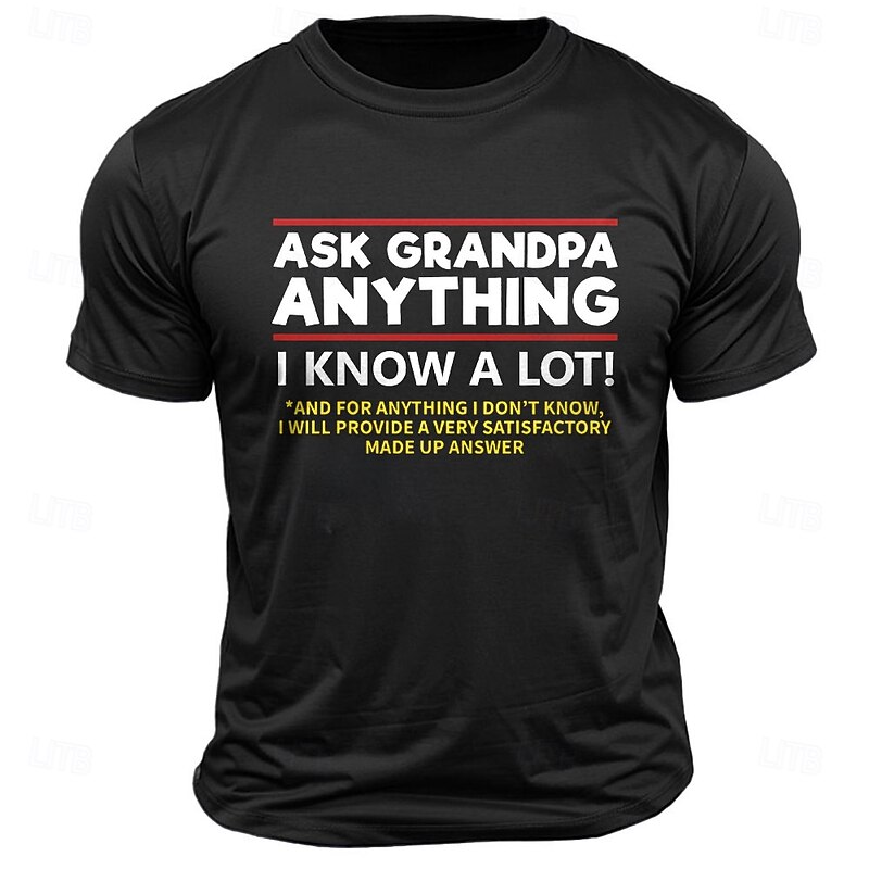 Men's Funny Letter Print Grandpa T Shirt Tee Top 100% Cotton Short Sleeve Graphic Shirt Black Dark Grey Army Green Comfortable Tee Street Sports Outdoor Fashion Designer Clothing2