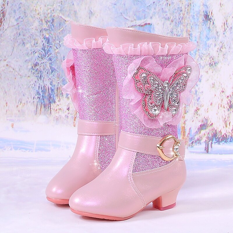 Girls' Boots Casual Boots Dress Shoes Mid-Calf Boots Bootie Leather Breathability Non-slipping Height-increasing Princess Shoes Big Kids(7years +) Little Kids(4-7ys) Gift Daily Walking Bowknot3