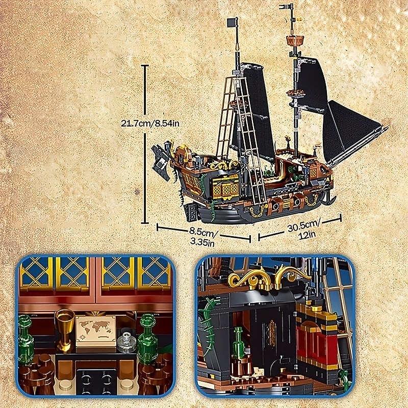 1328PCS Pirate Ship Adventure Creative Ship Island Storm Ship Flagship Movie Building Block Model Suitable For Children/ Adult Collection Building Blocks Halloween/Thanksgiving Day/Christmas Gift4