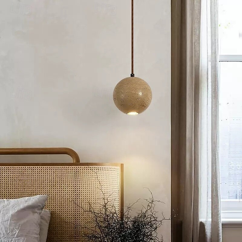 LED Yellow Travertine Pendant Light Natural Stone Single Hanging Light Mini Lamp Vintage Chandelier 110-240V2