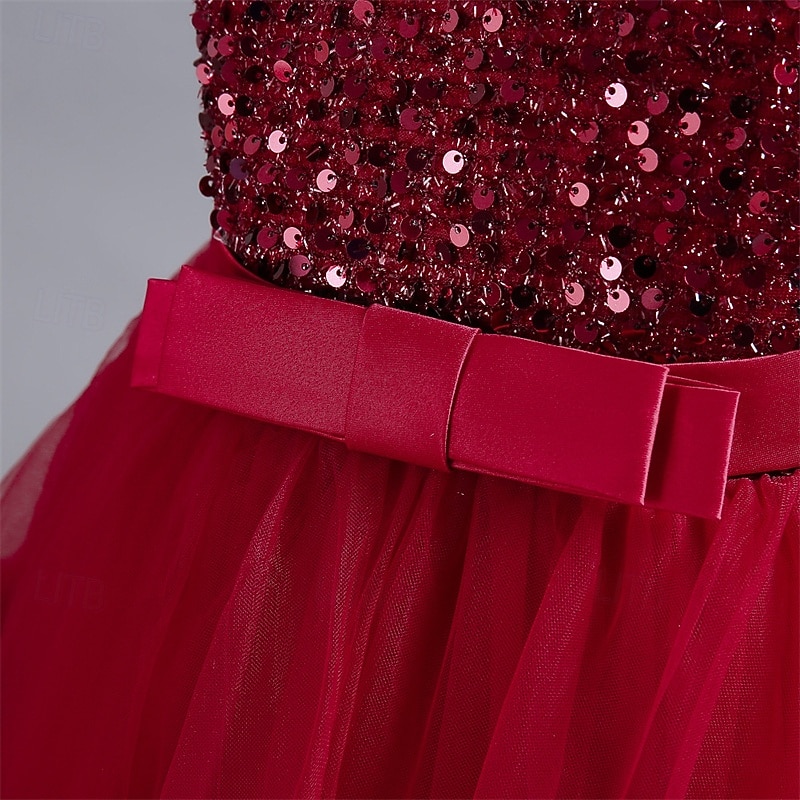 Kids Girls' Party Dress Solid Color Sleeveless Performance Christmas Birthday Tie Knot Beautiful Sweet Polyester Maxi Party Dress Swing Dress A Line Dress Summer 4-12 Years Pink Wine Royal Blue2