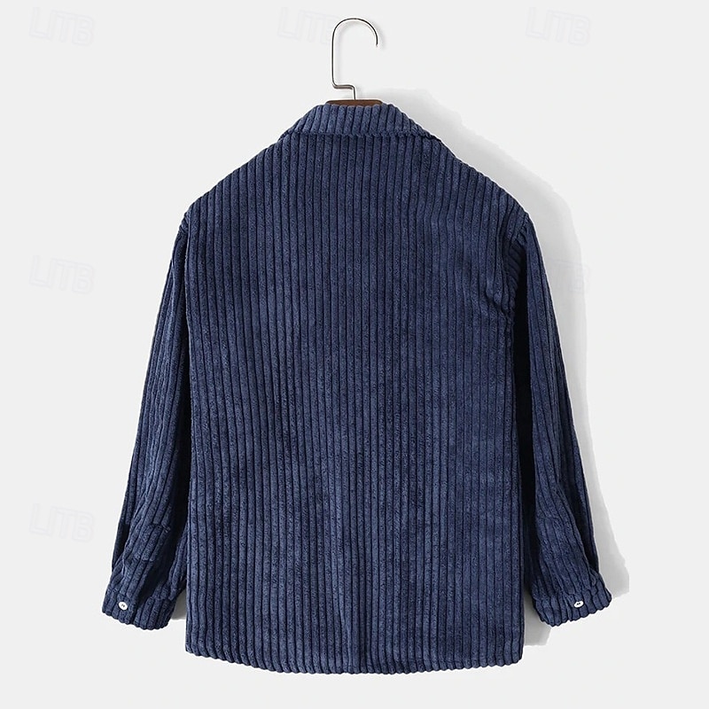 Men's Lightweight Jacket Shirt Jacket Casual Jacket Shacket Vacation Daily Breathable Pocket Spring Fall Plain Fashion Classic Lapel Regular Dark Blue Jacket2