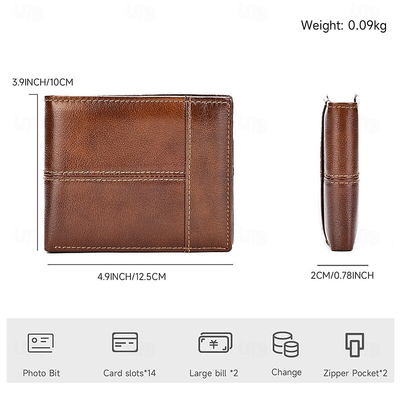 Men's Women's Wallet Credit Card Holder Wallet Cowhide Daily Casual Daily Durable RFID Blocking Dark Grey Wine Black2