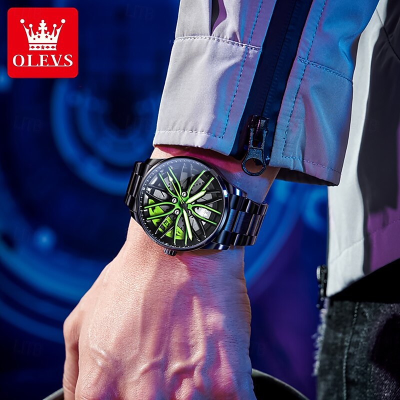 OLEVS Men Quartz Watch Creative Fashion Casual Wristwatch Luminous Waterproof Decoration Steel Watch4