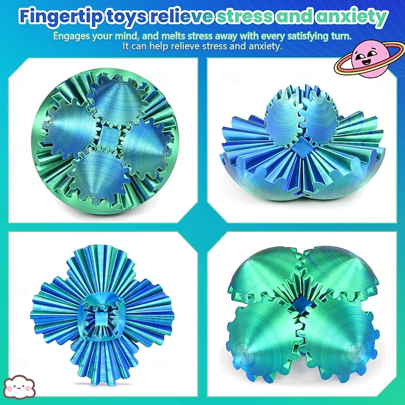 Gear Ball Fidget Toy, 3D Printed Gear Ball Gear Sphere, Stress Ball, GearSphere Desk Toy, Fidget Ball Gear Toy for Stress and Anxiety Relaxing, for Kids Stocking Stuffers2