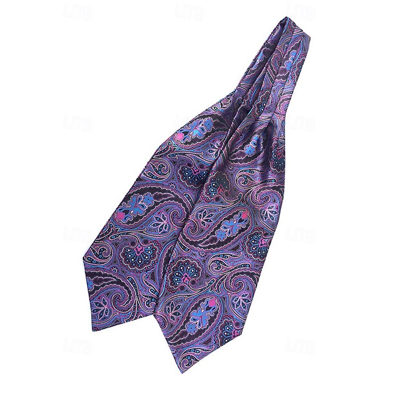 Men's Paisley Ascot Tie - Elegant Faux Silk Cravat for Formal Occasions, Weddings, and Parties - Vintage Floral Pattern Necktie3
