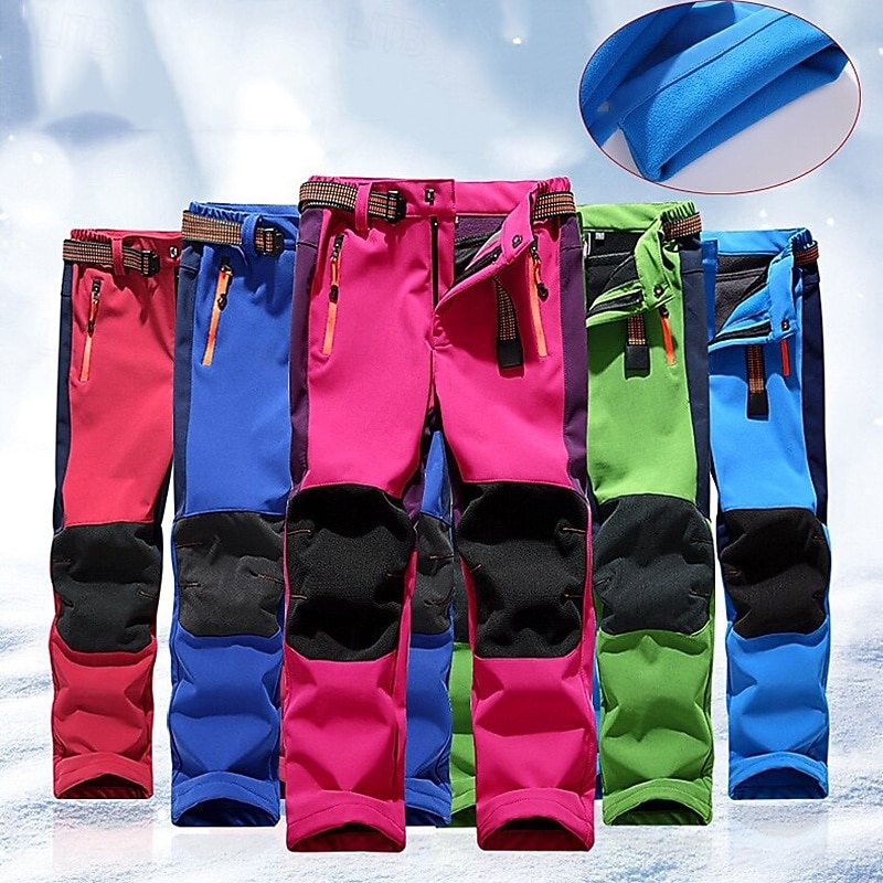 Boys' Combat Pants Cargo Pants Hiking Pants Trousers Tactical Pants Patchwork Winter Outdoor Regular Fit Soft Warm Breathable Pants / Trousers Zipper Pocket Black Red Camping / Hiking / Caving