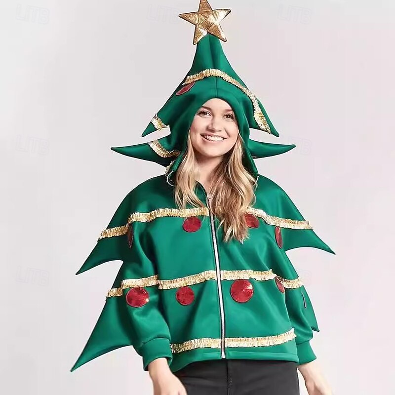 Christmas Trees Coat Fancy Costume Funny Christmas Hoodie Women's Novelty Funny Adults Christmas New Year Christmas Eve Party Top2
