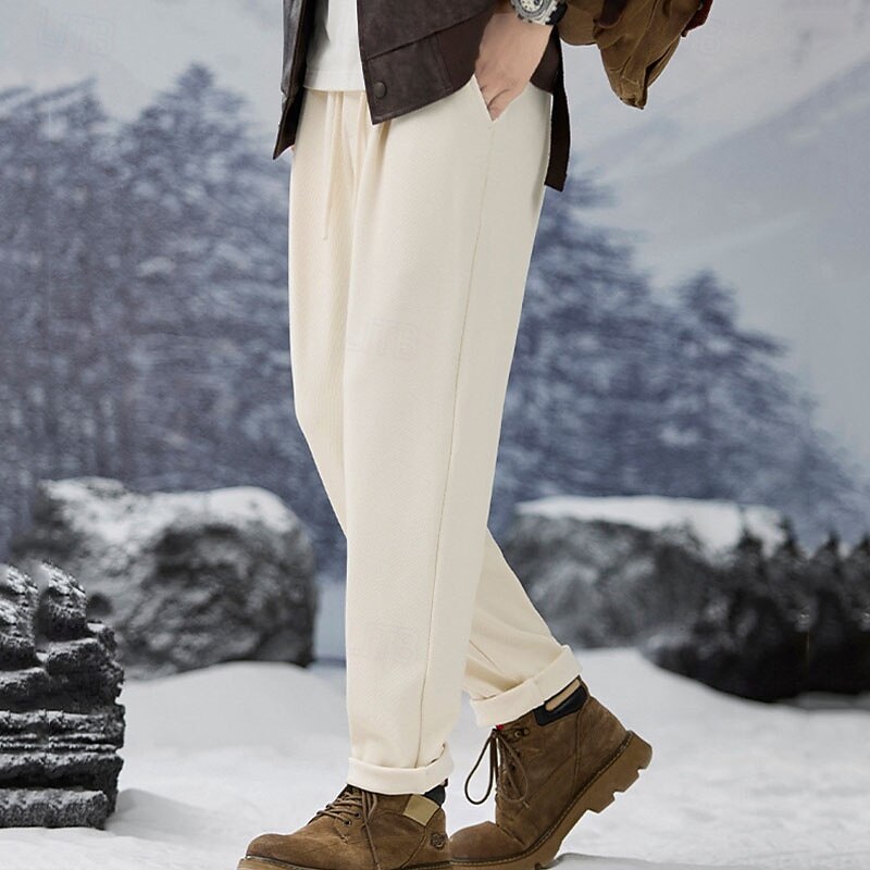 Men's Athletic Pants Sweatpants Trousers Straight Leg Sweatpants Pocket Drawstring Elastic Waist Plain Comfort Sports Outdoor Daily Fashion Casual Black Apricot Micro-elastic3