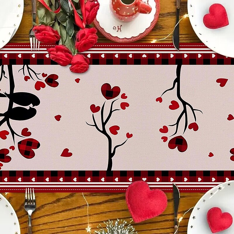 Valentine's Day Rose Table Runner Romantic Floral Table Decor with Elegant Rose Design Perfect for Adding a Touch of Love and Elegance to Your Valentine's Day Dinner Setup2