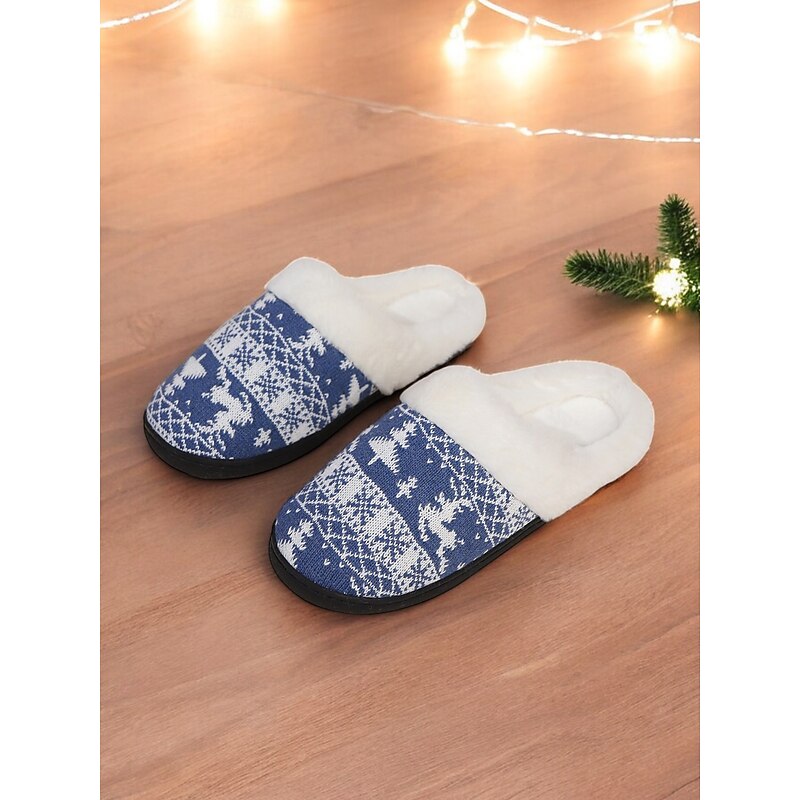 Women's Cozy Fleece-Lined Slippers with Non-Slip Sole and Festive Pattern - Perfect for Christmas and Holiday Season Relaxing at Home3
