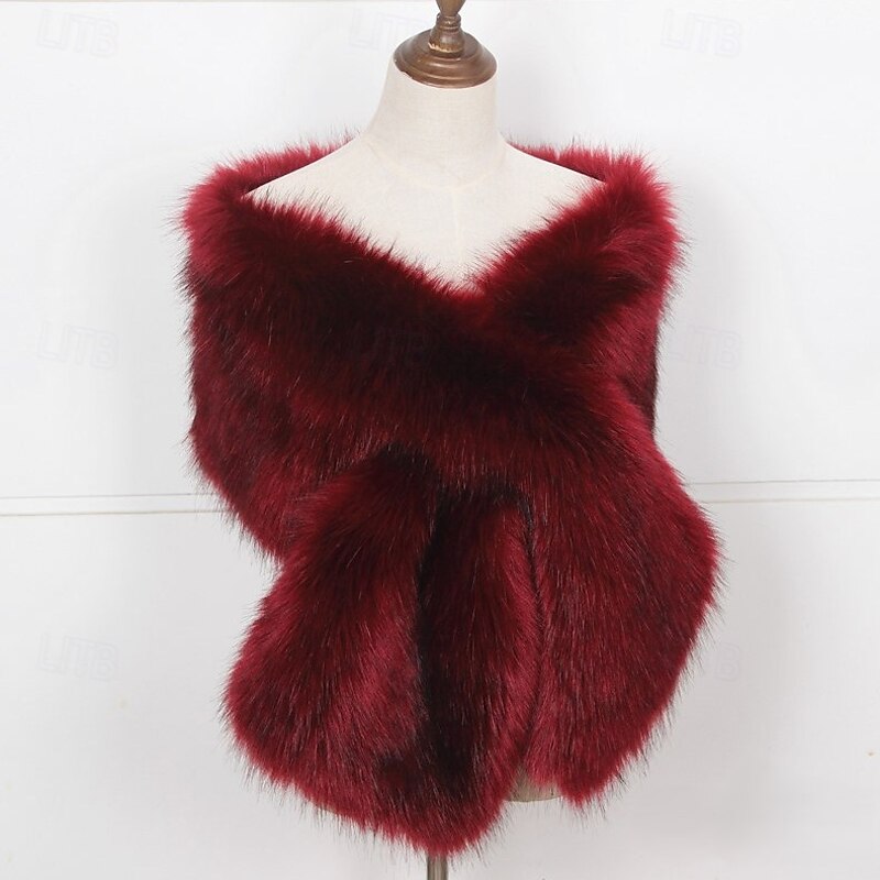 Faux Fur Wraps Elegant Vintage Ladies Sleeveless Faux Fur Wedding Wraps With Pure Color For Wedding Spring4