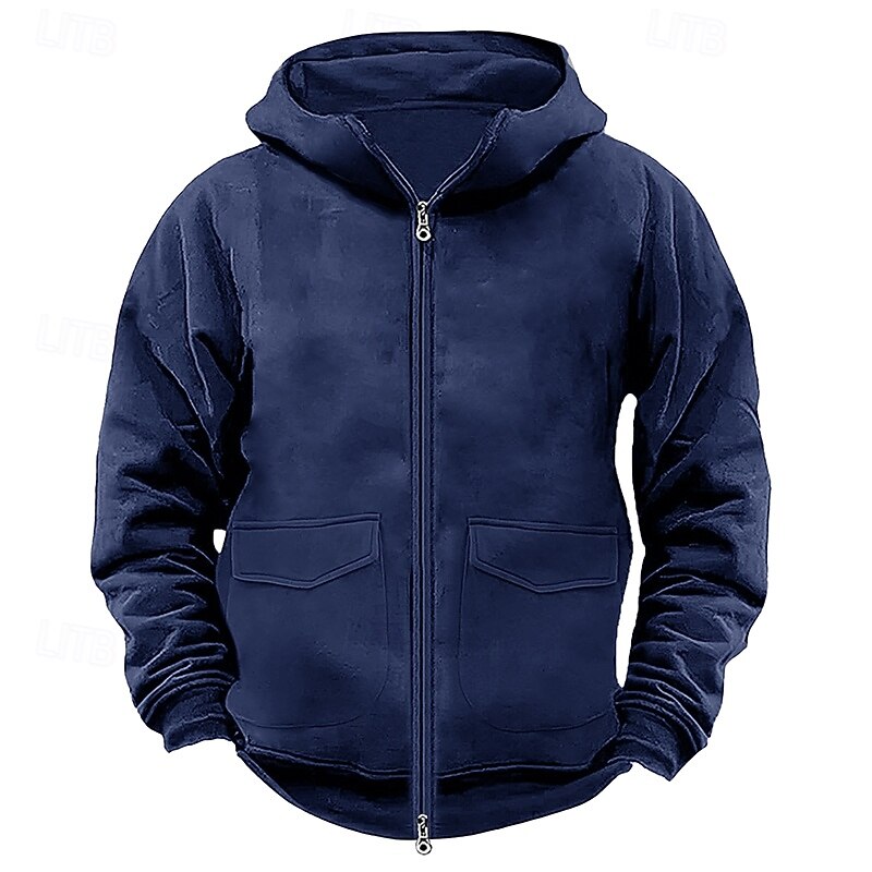 Men's Hoodie Full Zip Hoodie Tactical Hoodie Black Navy Blue Khaki Gray Hooded Plain Tactical Sports & Outdoor Daily Streetwear Cool Casual Winter Spring &  Fall Clothing Apparel Hoodies Sweatshirts4