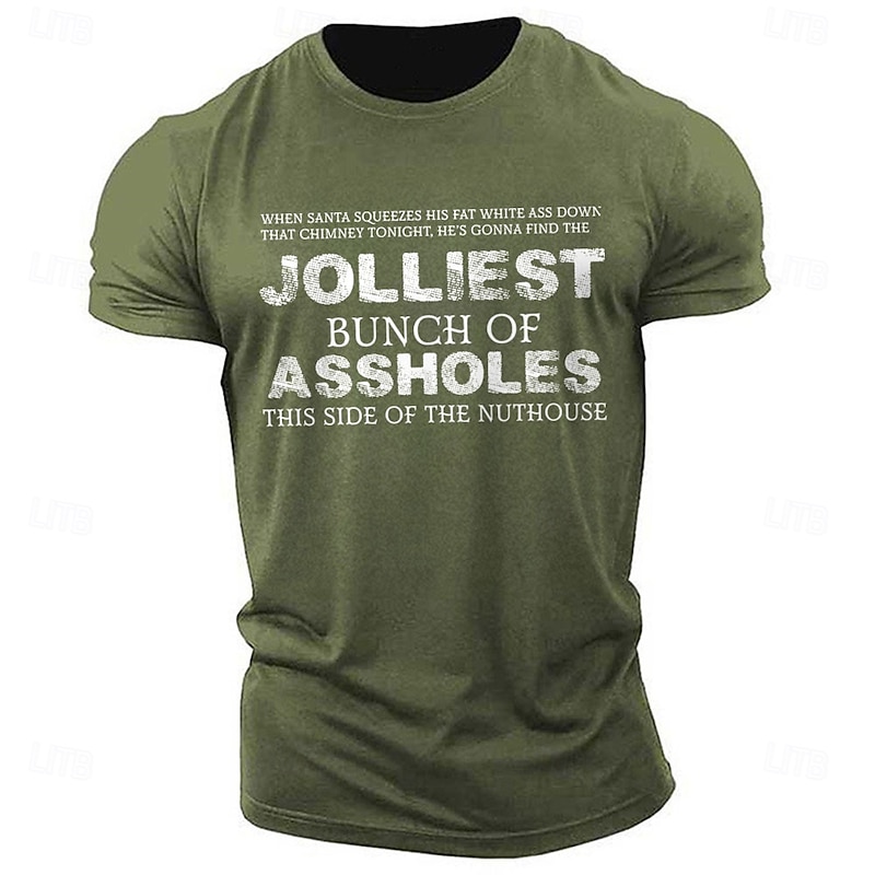 Men's Funny Christmas T-Shirt: 'Jolliest Bunch of Assholes' Holiday Graphic Tee