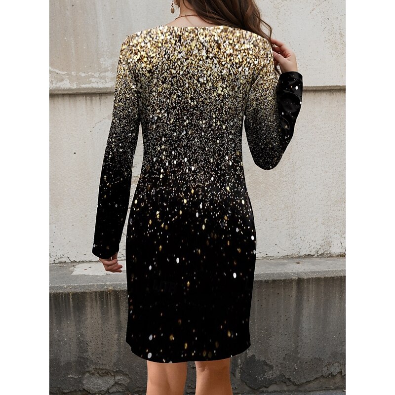 Women's Mini Dress Sweatshirt Dress Casual Dress Winter Dress Corset Dress Casual Party Street Casual Regular Fit Ombre Crew Neck Gold Fall Winter2