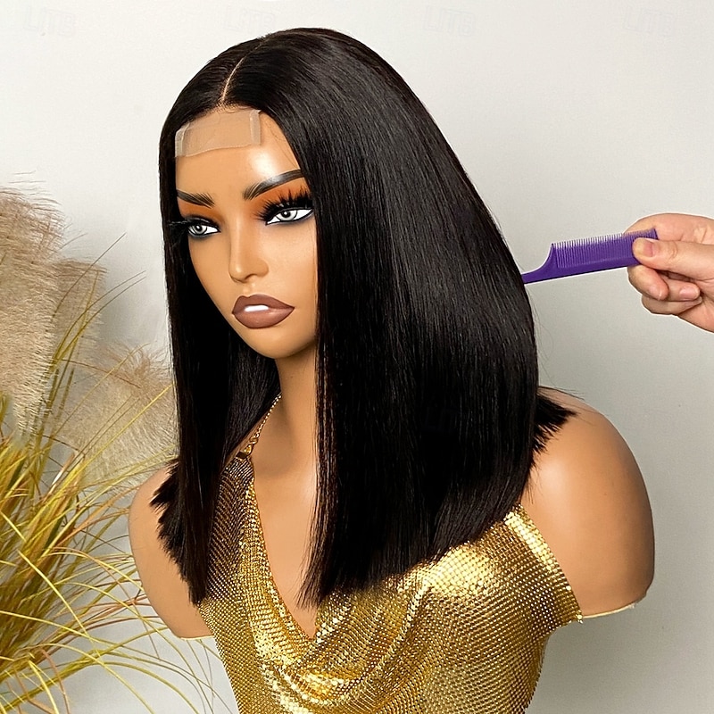 2*6 Short BOBO Straight Lace Wig Brazilian Hair High Density Human Hair For Women Human Hair4