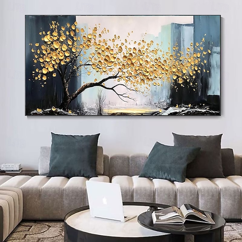 Handmade Oil Painting Canvas Wall Art Decoration Modern Abstract 3D Thick Oil Gold Money Tree for Living Room Home Decor Rolled Frameless Unstretched Painting4