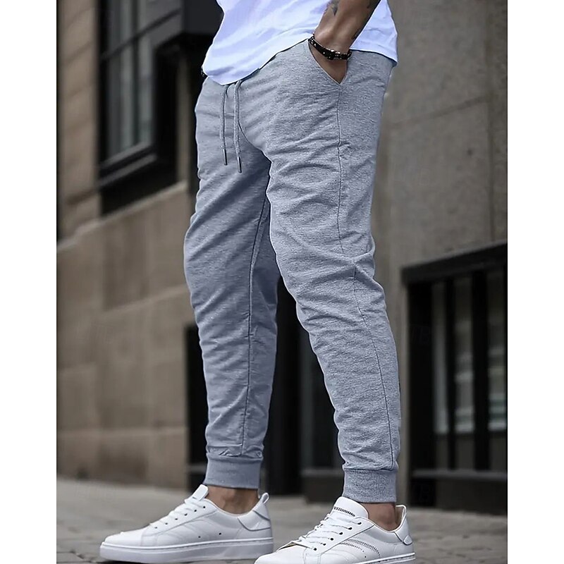 Men's Athletic Pants Sweatpants Joggers Trousers Pocket Drawstring Elastic Waist Plain Comfort Sports Outdoor Daily Fashion Casual Black Navy Blue Micro-elastic