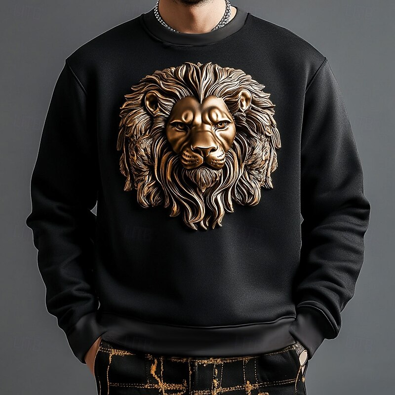 Men's Unisex Animal Lion Sweatshirt Sweatshirt Long Sleeve Sweatshirt Crew Neck Fashion Daily Holiday 3D Printing Holiday Going out Crewneck 3D Print Winter Spring &  Fall