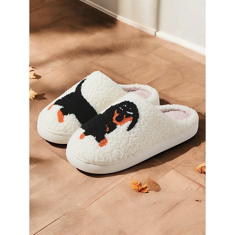 Women's Cozy Dachshund Embroidered Slippers – Warm Fleece-Lined Indoor Shoes for Dog Lovers3