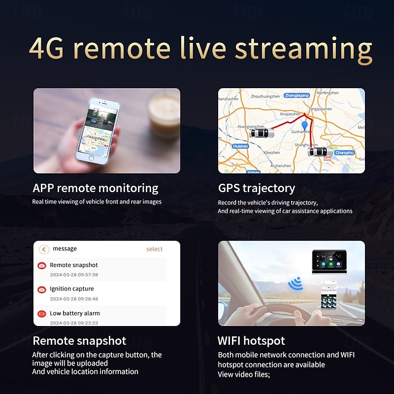 Dashcam Cameras Video Recorder Dual Lens Front and Rear Dash Cam for Cars Remote Intercom and Remote Playback2