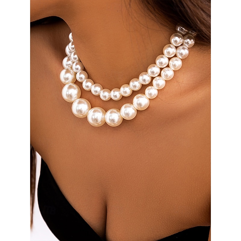 Elegant Multi-Layer Faux Pearl Necklace | Classic Statement Jewelry for Women | Perfect for Weddings, Parties, and Formal Events2