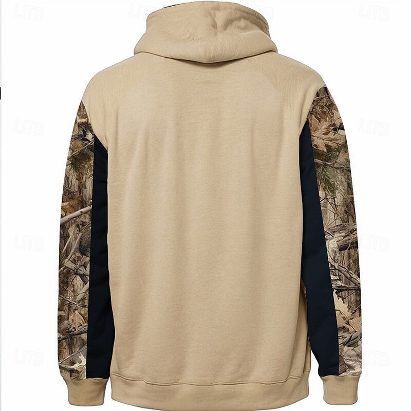 Men's American US Flag Fish Hoodie Sweatshirt Cowboy Casual Long Sleeve Hooded Sports Outdoor Streetwear Light Brown Brown Pocket 3D Print Fall Winter Designer2