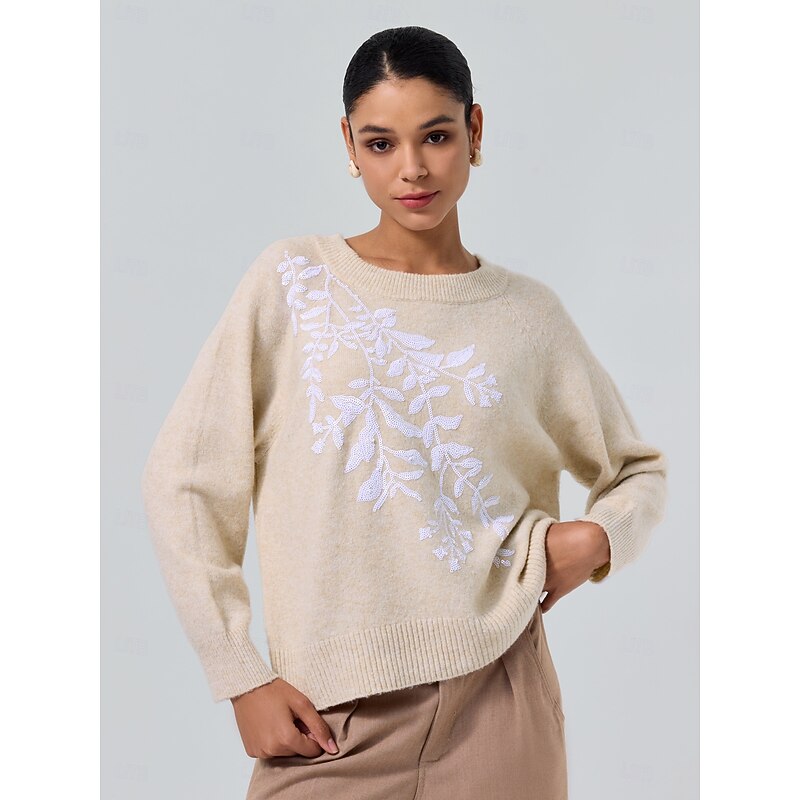 Knit Embroidered Wool Blend Pullover Sweater4