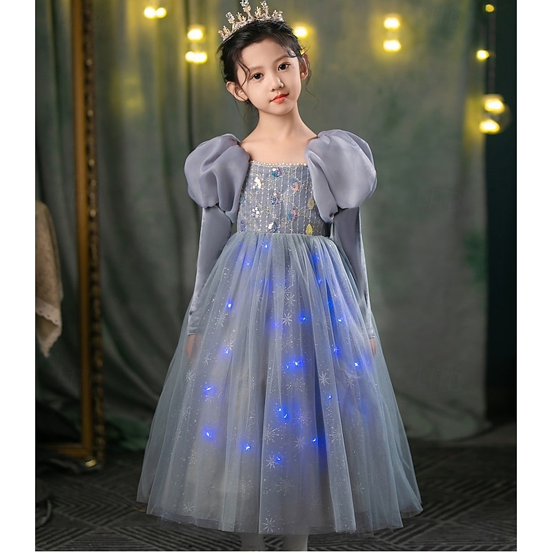 Frozen Princess Fairytale Elsa Flower Girl Dress Theme Party Costume (without LED Lights) Tulle Dresses Girls' Movie Cosplay Christmas Carnival New Year Performance Birthday Party3