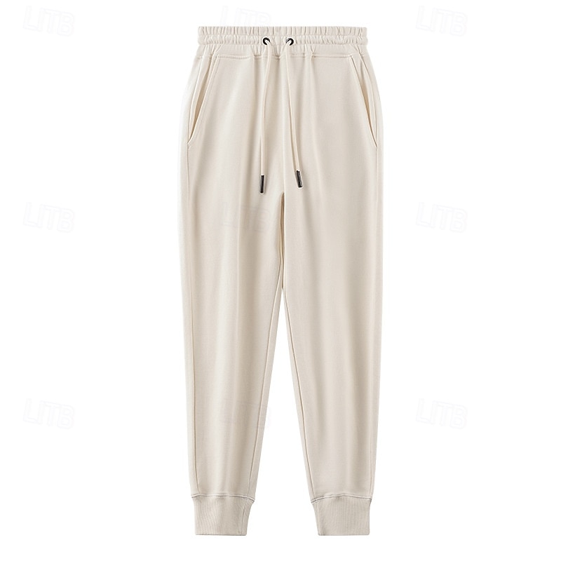 Men's 100% Cotton Athletic Pants Active Pants Active Joggers Solid Color Full Length Outdoor Home Sports Outdoor Sports Fashion Gray Green Black Micro-elastic2