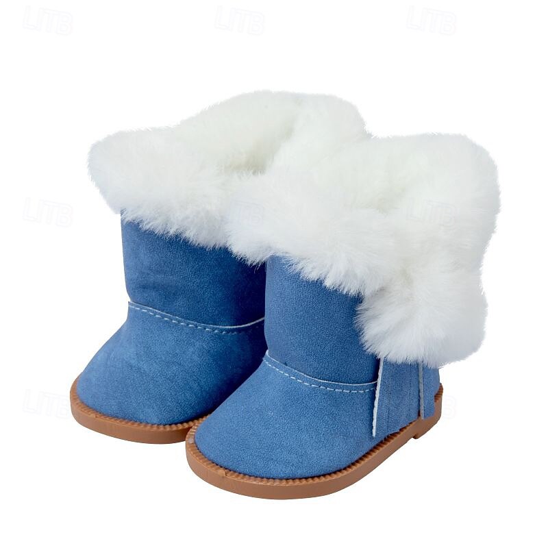 4 Pairs Christmas 18 Inch Doll Shoes Boots Dolls Winter Snow Doll Boots Accessories(Pink White Brown Blue)2