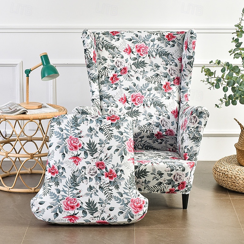 Stretch Printed Wingback Chair Cover Armchair Cover Durable and Elastic Slipcover with Stylish Print Design Perfect for Protecting and Refreshing Your Wingback Chair Ideal for Home Decor