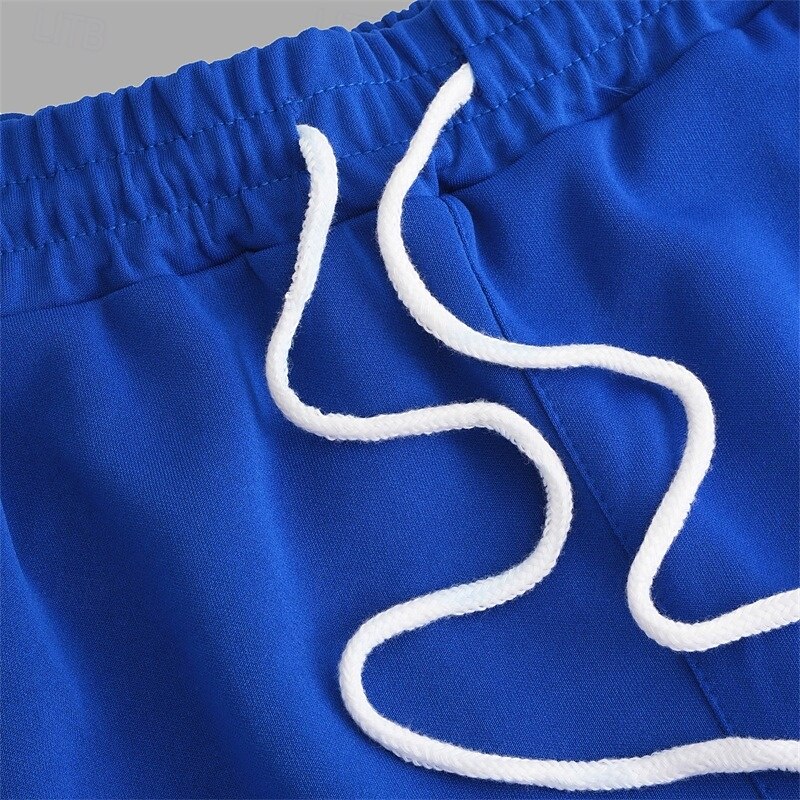 Men's Sweatpants Wide Leg Sweatpants Trousers Patchwork Pocket Drawstring Color Block Comfort Sports Outdoor Daily Fashion Casual Black Blue Micro-elastic3