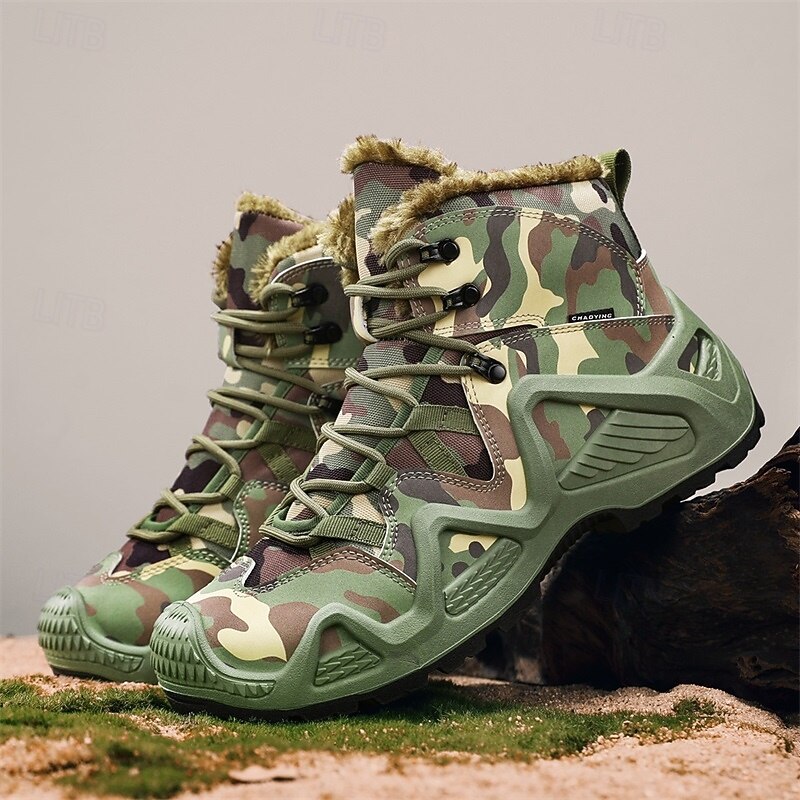 Men's Camouflage Winter Boots with Faux Fur Lining and Rugged Sole – Warm Outdoor Lace-Up Footwear for Cold Weather Hiking and Hunting2