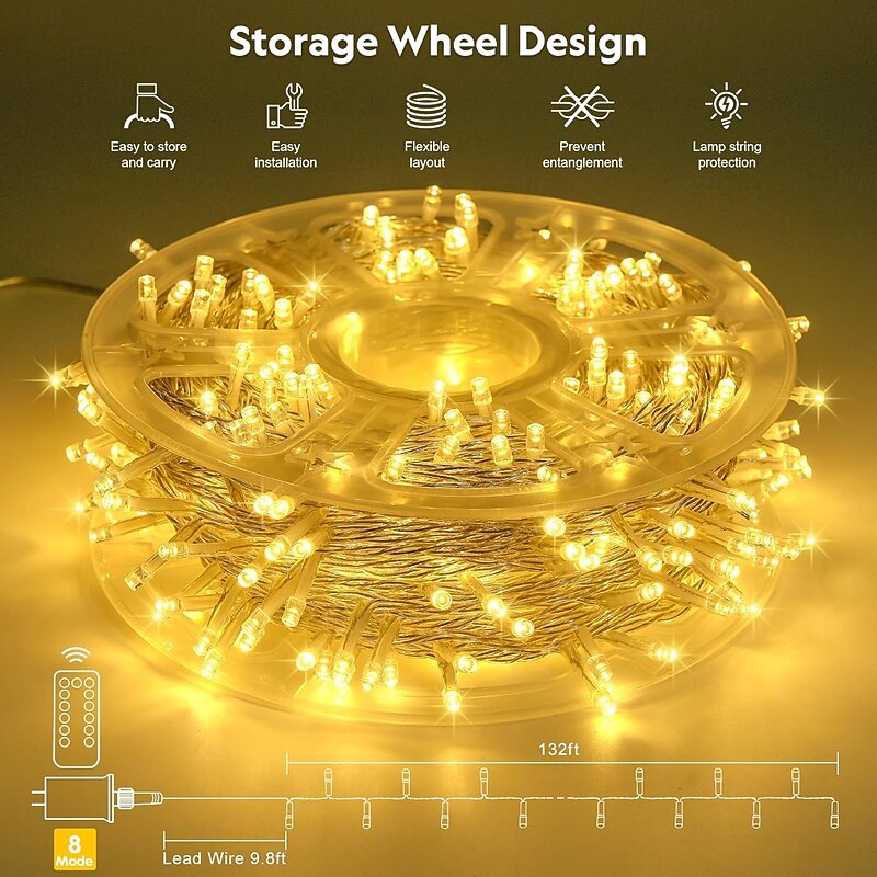 LED String Lights with 13-Key Remote Control, Warm/Cold White & Purple 50m-100m 400-800 LEDs String for Christmas Holiday Party Lights Decoration3