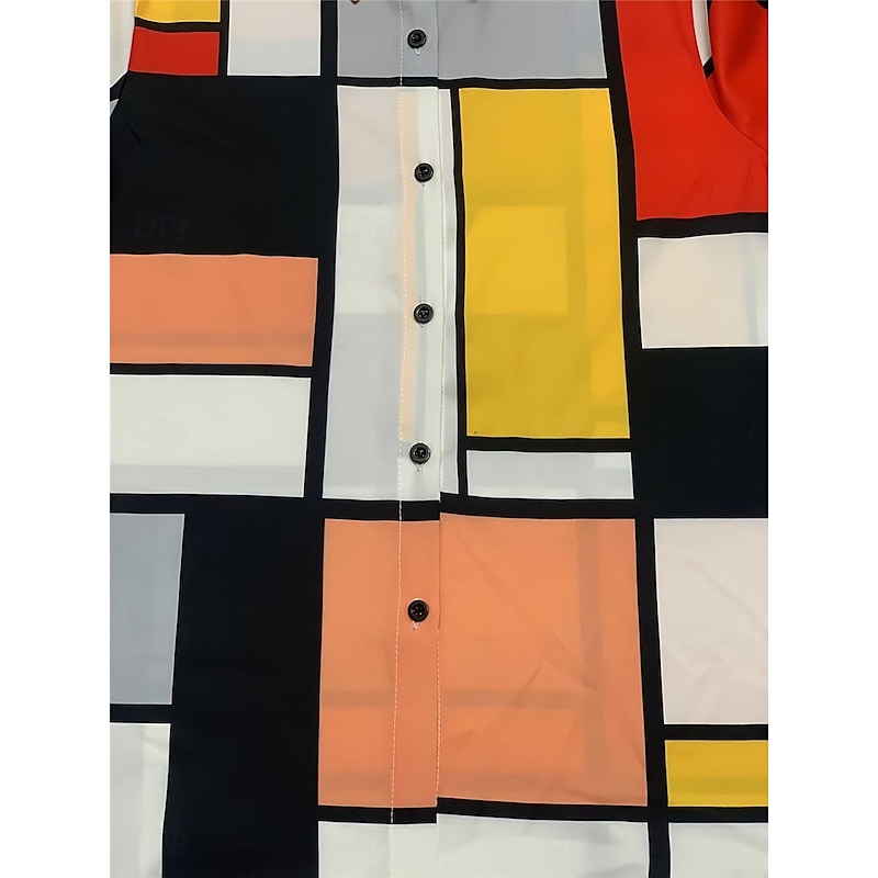 Women's Shirt Button Down Tunic Shirt Collar Long Sleeve Plaid Casual Regular Tops Work Daily s Print Yellow Spring Fall Winter3