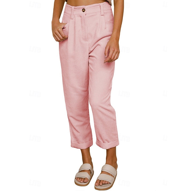 Women's Chinos Full Length Solid Color Army Green Pink Khaki Spring &  Fall3