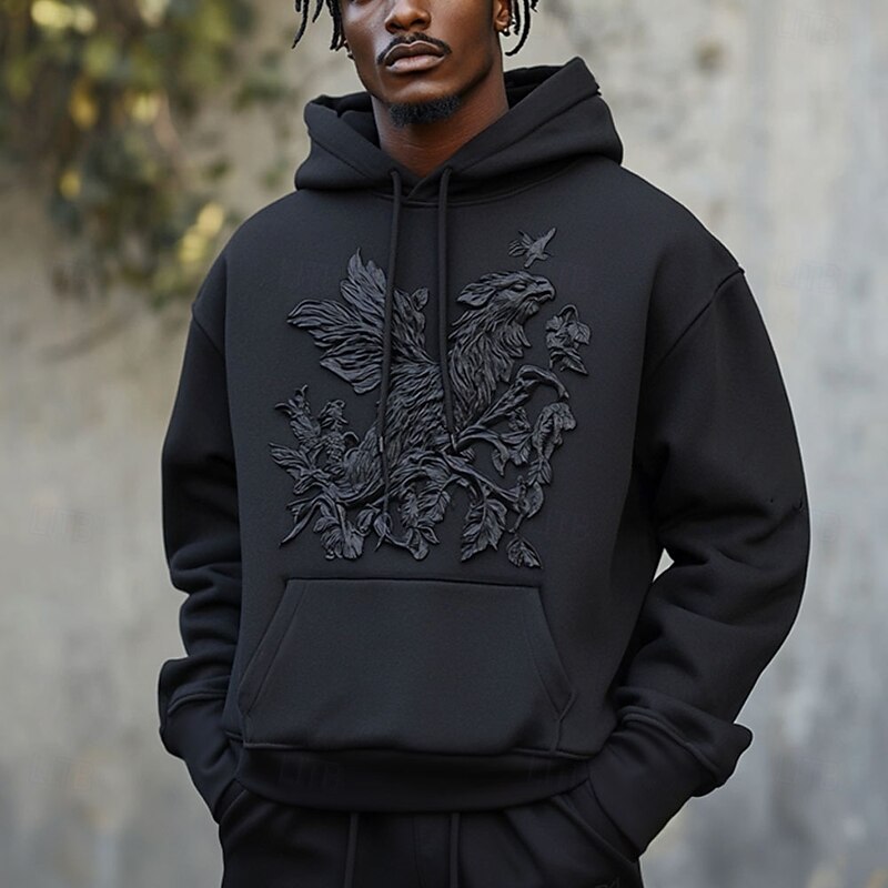 Men's Eagle Hoodies Sweatshirt Fashion Cool Long Sleeve Crew Neck Party Holiday Streetwear Black Purple Drawstring Fall Winter Designer2