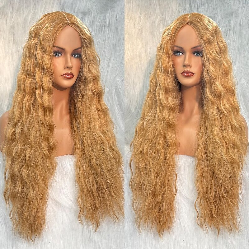 Synthetic Cosplay Wig Long Trendy Wig Heat Resistant Fiber Kinky Curly Hair Natural Looking Easy to Install Wig for Women Party Cosplay Halloween
